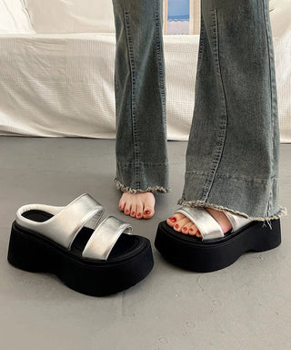 Sølvfarvede Platform Sandaler