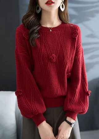 Strikket blomster sweater