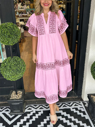 Boho Kjole med Broderi