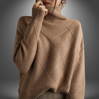 Geometrisk Rullekrave Sweater