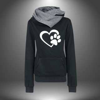 Hoodie med Hjerte og Poteprint