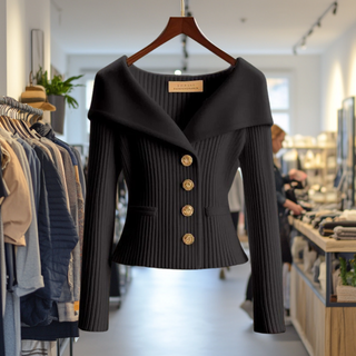Strikket Cardigan med Store Knapper