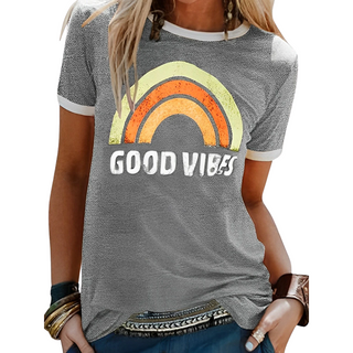 Good Vibes T-shirt | Retro Print | Komfortabel og Farverig