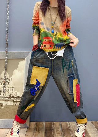 Patchwork Denim Bukser