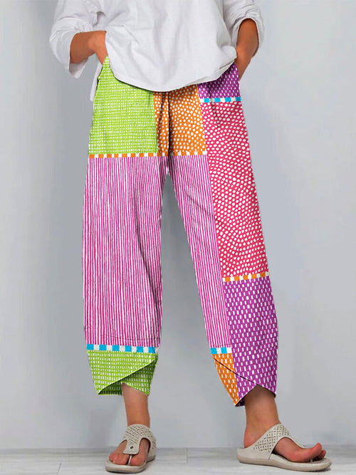 Farverige Patchwork Bomuldsbukser