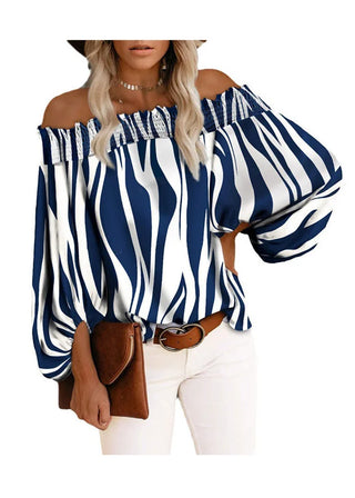 Off-Shoulder Zebra Print Bluse