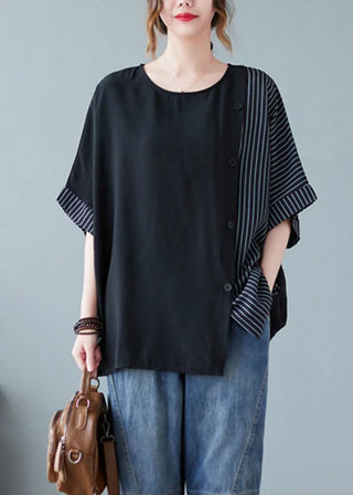Asymmetrisk bluse med striber