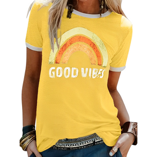 Good Vibes T-shirt | Retro Print | Komfortabel og Farverig