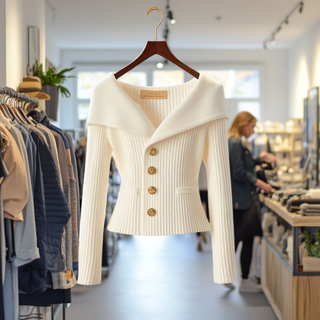 Strikket Cardigan med Store Knapper