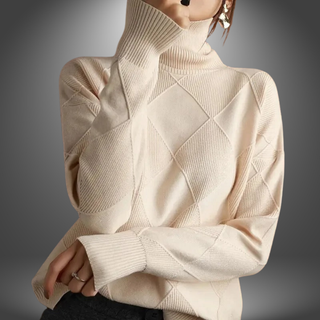 Geometrisk Rullekrave Sweater