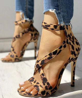 Leopard Sandaler med Hæl