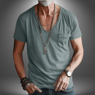 V-hals t-shirt med lomme