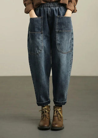 Løstsiddende denim-bukser med store lommer
