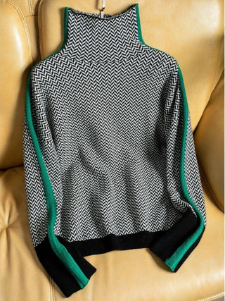Strikket Turtleneck med Zigzag Mønster