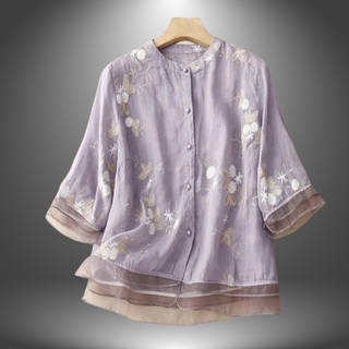 Blomstret Bomuldsbluse Elegant og Luftig