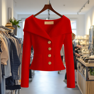 Strikket Cardigan med Store Knapper