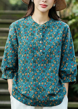 Blomstret bomuldsbluse