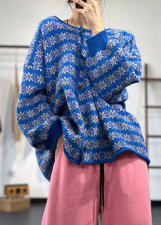 Mønstret uldcardigan