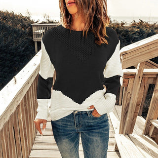 Colorblock sweater i teksturstrik