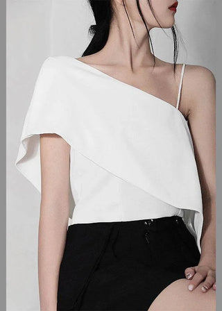 Asymmetrisk Off-Shoulder Top i Hvid