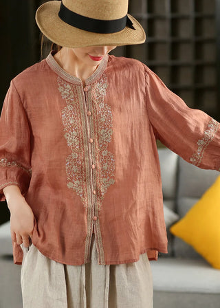 Linned Top med Broderi