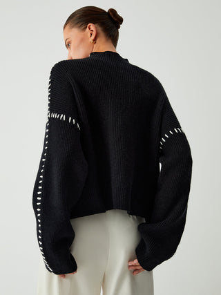 Strikket Turtleneck med Kontrasterende Sømm
