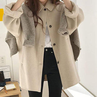 Klassisk oversize uldjakke med knapper