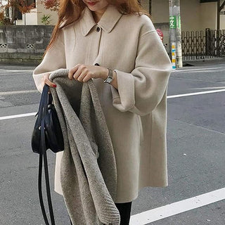 Klassisk oversize uldjakke med knapper