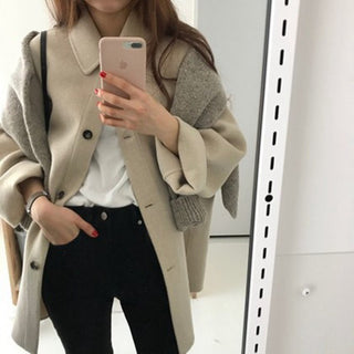 Klassisk oversize uldjakke med knapper