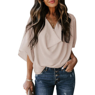 Elegant Draperet Bluse | Sommerlook | Chiffon | Flere Farver