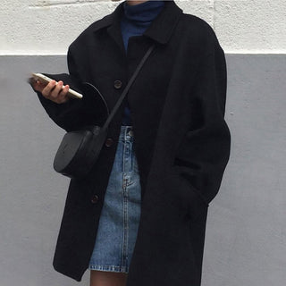 Klassisk oversize uldjakke med knapper