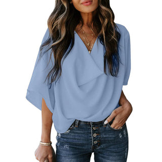 Elegant Draperet Bluse | Sommerlook | Chiffon | Flere Farver