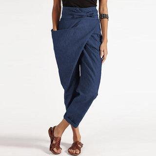 Asymmetriske wrap-bukser