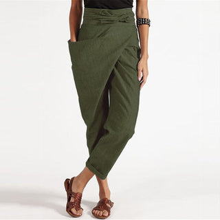 Asymmetriske wrap-bukser
