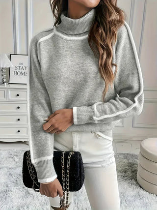 Turtleneck Striktrøje med Kontraststriber