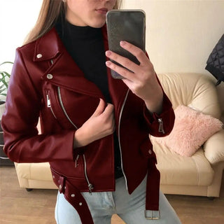 Klassisk bikerjakke i læderlook