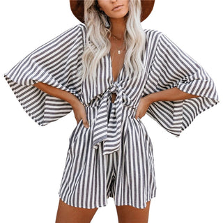 Playsuit med print og bindebånd