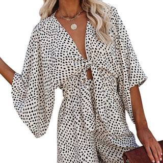 Playsuit med print og bindebånd