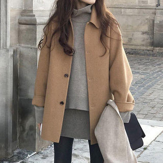 Klassisk oversize uldjakke med knapper