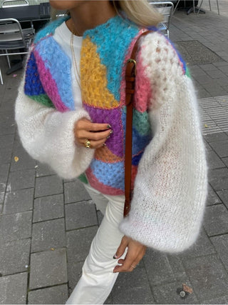 Strikket Cardigan | Håndlavet Look | Farverig & Komfortabel