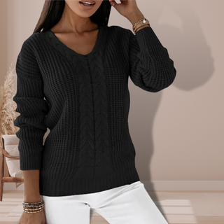V-hals fletstrikket sweater
