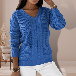 V-hals fletstrikket sweater