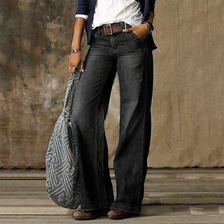 Wide leg jeans med vintage finish