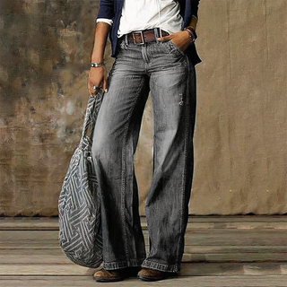 Wide leg jeans med vintage finish