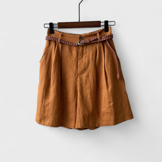 Linnen shorts med bælte