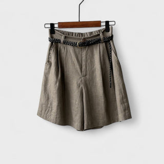 Linnen shorts med bælte