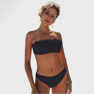 Bandeau Bikini med Blomsterdetaljer