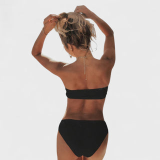 Bandeau Bikini med Blomsterdetaljer