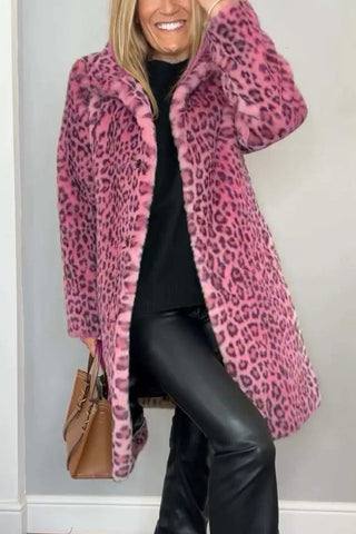 Leopard Fake Fur Frakke