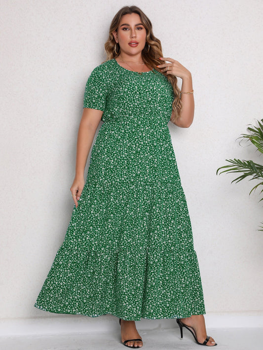 Elora | Grøn Blomstret Maxi Kjole | Let & Elegant